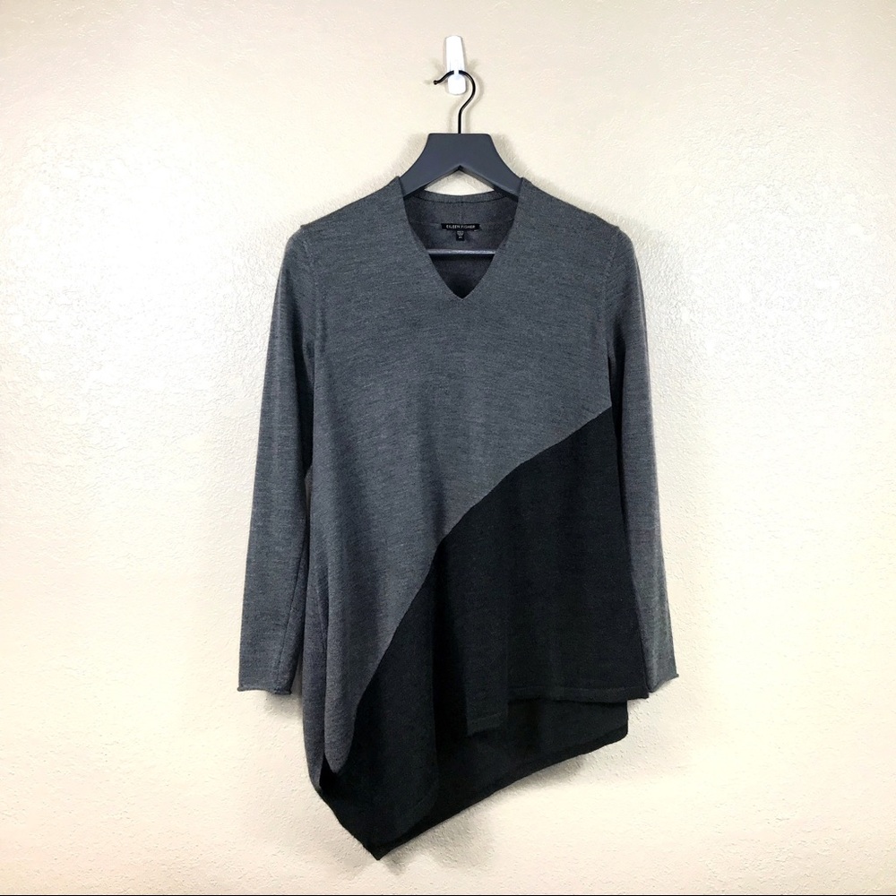 Eileen Fisher Asymmetric Colorblock Sweater